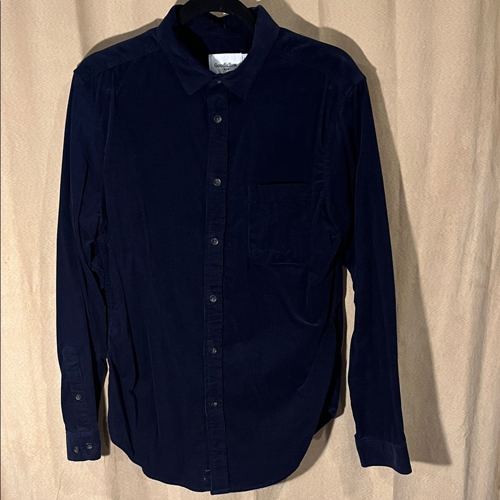 Goodfellow & Co Dark Navy Corduroy Button-Up Shirt